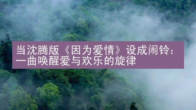 当沈腾版《因为爱情》设成闹铃：一曲唤醒爱与欢乐的旋律